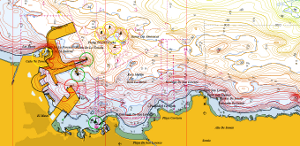 Batimetría de la bahía de Gijón en dos dimensiones